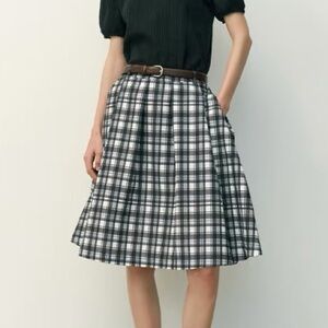 And You Black and White Checkered A-Line Skirt